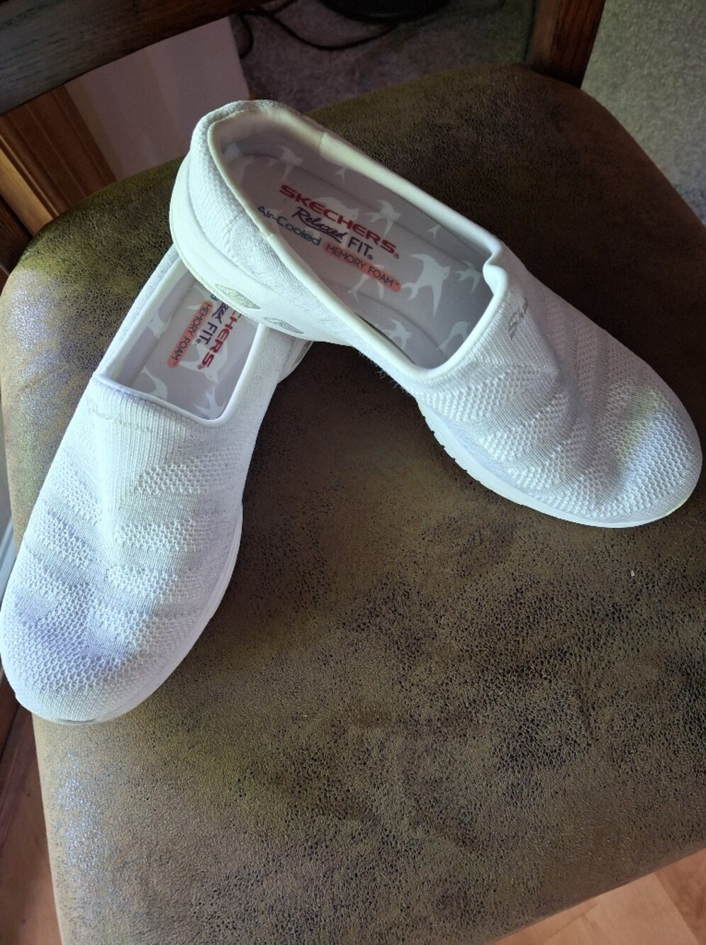 Skechers Slip-On Knit Sneakers in White